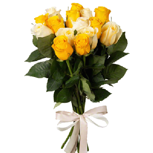 Фото товара 15 кремово-жовтих троянд
