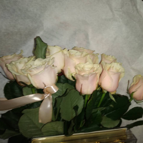 живе фото товару "11 кремових троянд"