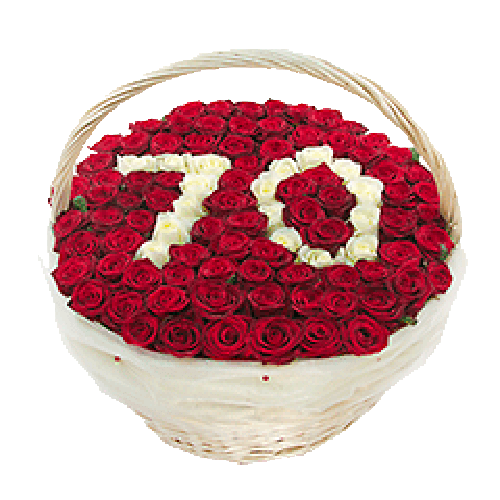 Фото товара 101 троянда з цифрами в кошику