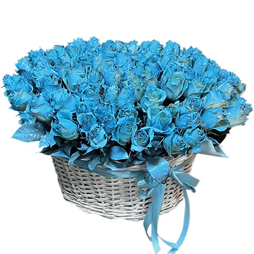 Фото товара 101 синя троянда в кошику